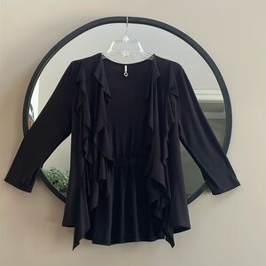 Robin K. Open Ruffle Cardigan